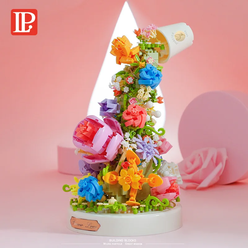 

Flowers Micro Particle Building Block Creative Bouquet DIY Assembled Bricks Toys for Chillren Girl 9 To 12 Years Christmas Gifts