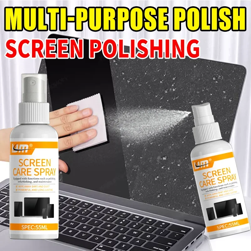 KJM 55ml Screen Care Spray Rapid Polishing Laptop Tablet Monitor Shine Restore Dirt Dust Eliminate
