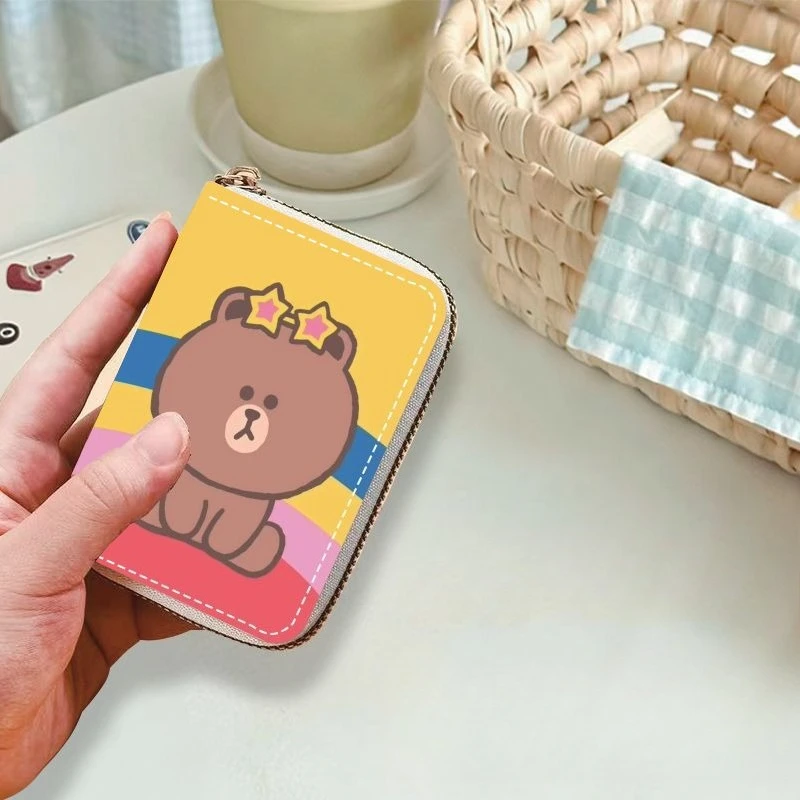 LINE Friends Brown Cony wallet with high-quality cute cartoon print, large capacity portable and multifunctional storage pouch