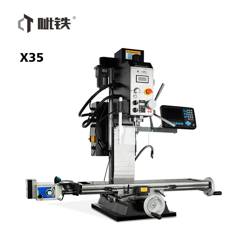 เครื่องกลึงและกัดแบบคอมโบความเร็วสูง X35 พร้อมโต๊ะทำงานและจอแสดงผล 3 แกน