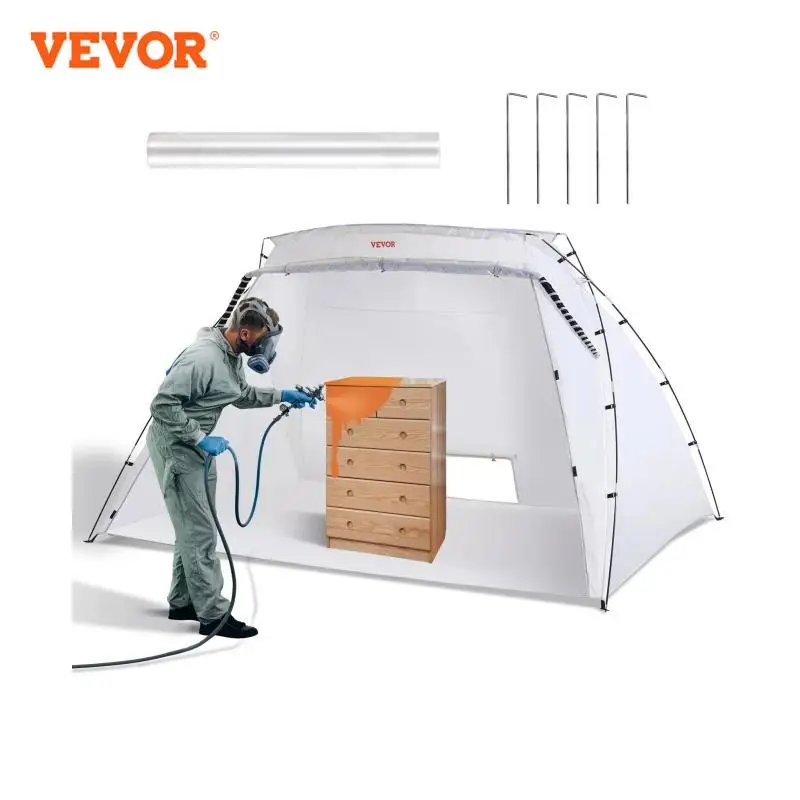 VEVOR Portable Paint Booth Shelter 7.5x5.2x5.2/10x7x6ft Foldable Spray Painting Tent for Furniture Craft Project DIY Hobby Tool