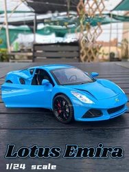 Lotus emira-男の子用の車のおもちゃ,合金,再生車両,サウンドライト付きモデル,コレクション,誕生日プレゼント,1:24スケール