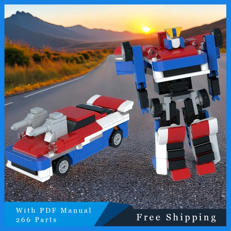 

266 PCS MOC Transfiguration Racing Car Bricks ​​Model Creative Building Blocks DIY Assembly Toy Set For Kid Great Christmas Gift