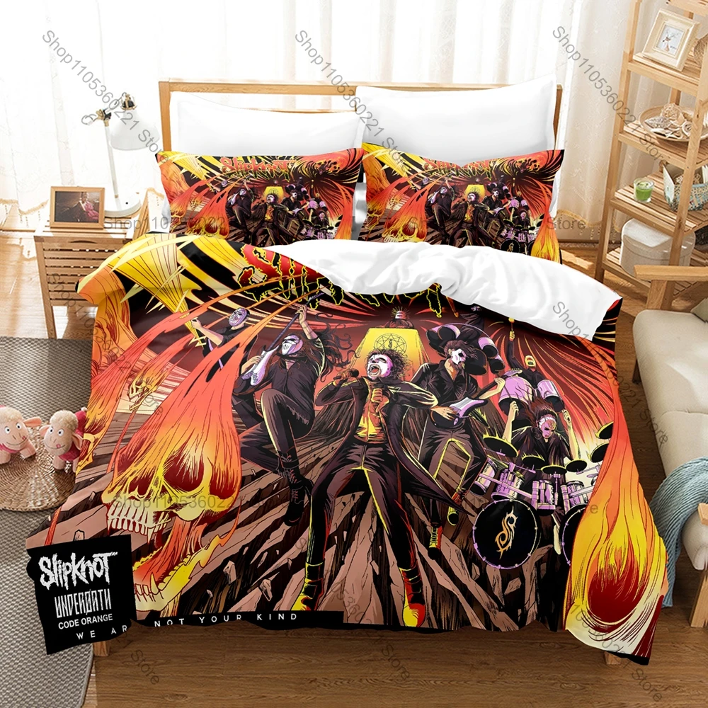 

Slipknot 3PCS Bedding Set, Duvet Cover + 2 Pillowcases, Nu Metal Band Print Soft Microfiber for Rock Music Fans Decor