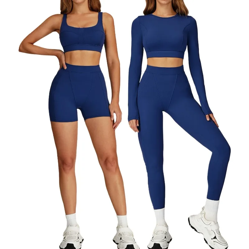 

Naked Yoga Set Round Neck Tight Anti Shock Sports Set Running Outdoor Fitness Yoga Set