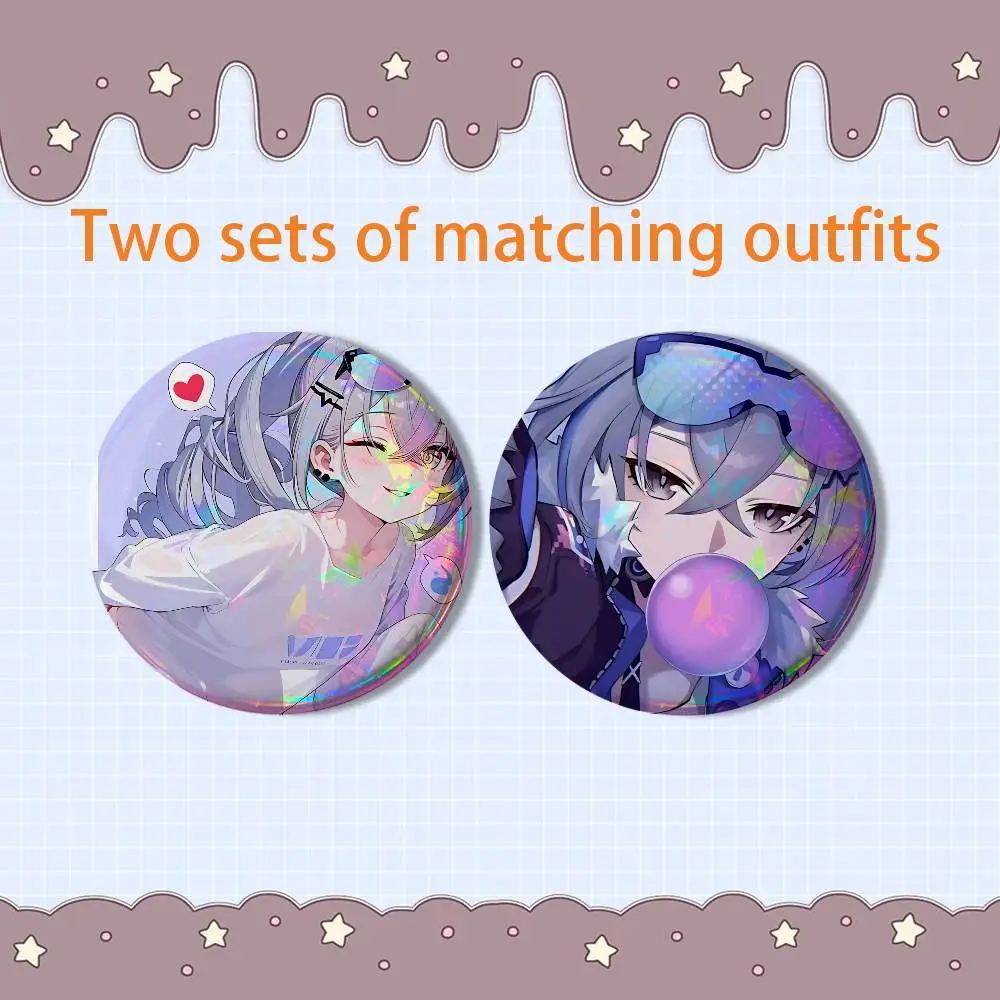 Firefly Silver Wolf  Honkai Star Rail 2 piece set Pins Creativity Printed Pictures Text Metal Lapel Badges Brooches Jewelry Gift view 2