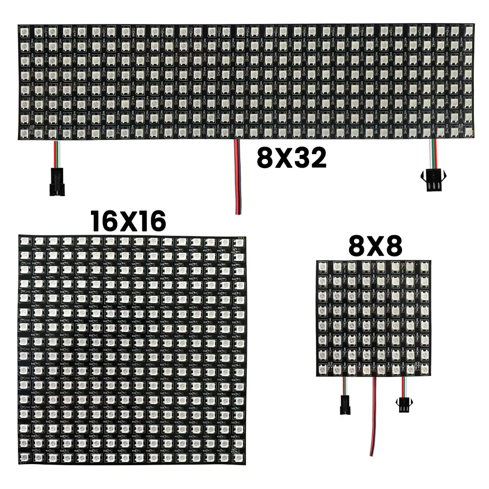 

DC5V WS2812B LED Panel Light Flexible Individually Addressable Digital Module RGBIC Matrix Screen 8x8 16x16 Pixels