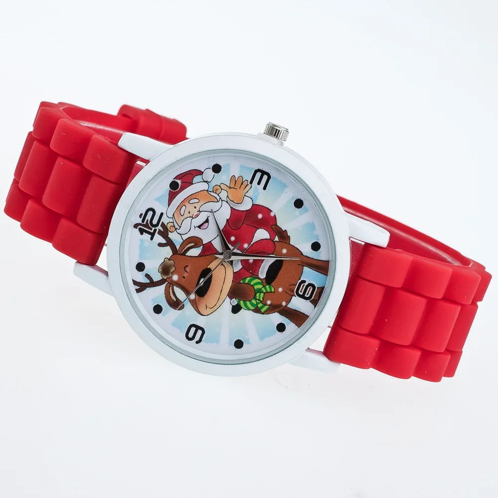 Fashion Children Watches Girls Boys Women Quartz Watch Cartoon Santa Elk Silicone Kids Watch Colorful Strap Clock Christmas Gift