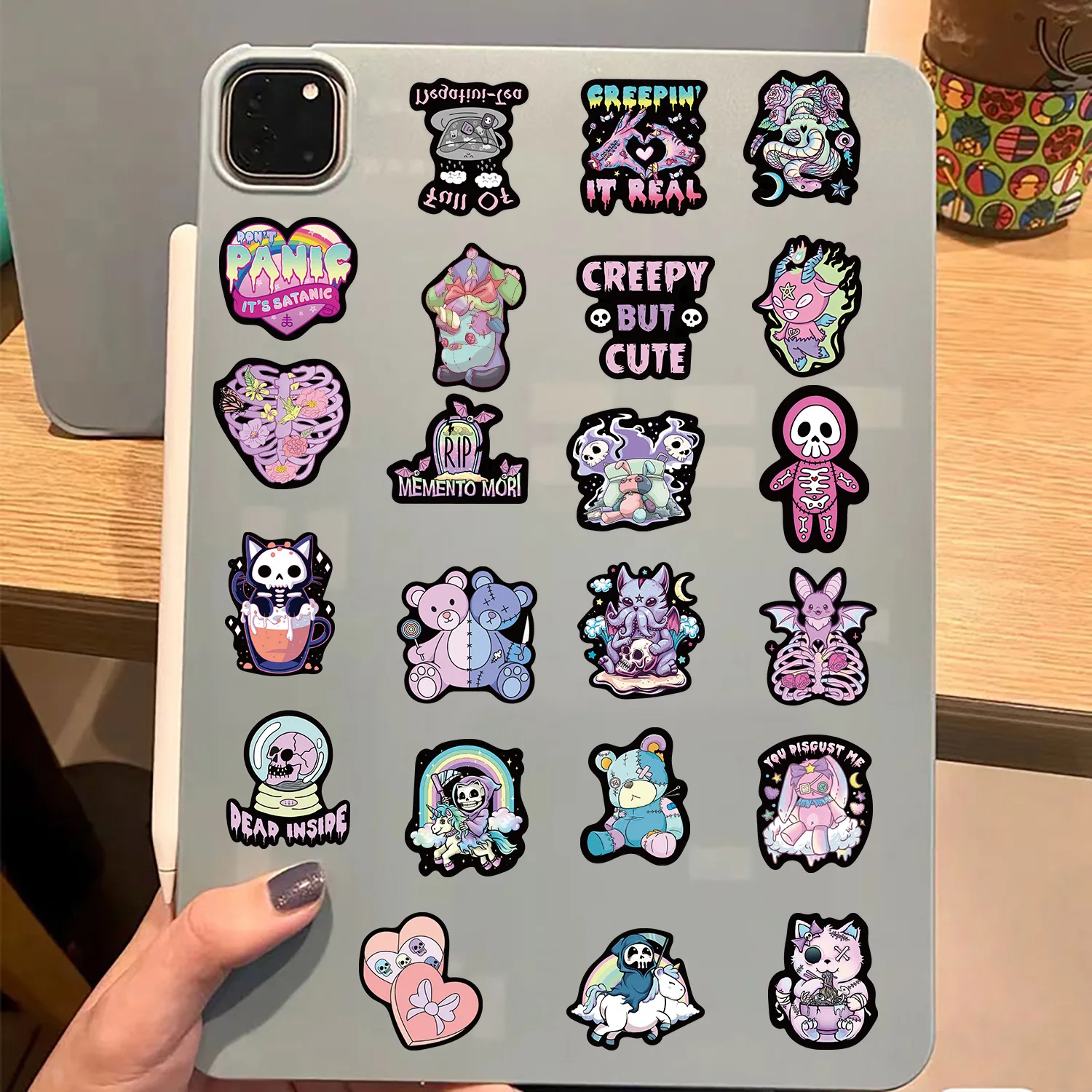56Pcs Creepy Cute Darkness Gothic Cartoon Skulls Stickers For Laptop Phone Luggage Cup Waterproof Graffiti Bicycle Car Decals