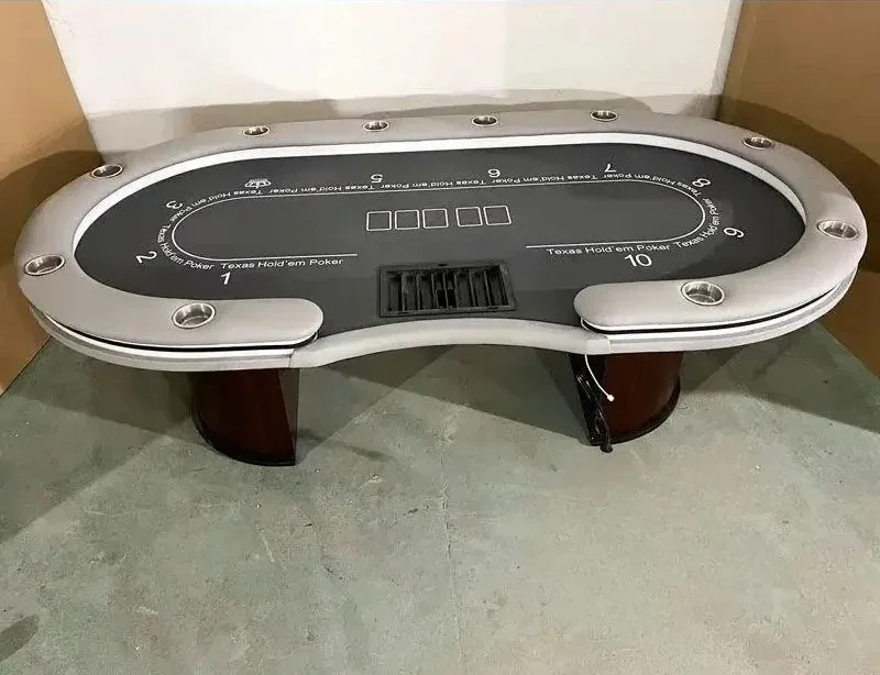 Mesa de póquer uW Hold'em, mesa de competición competitiva, luz LED, cubierta de mesa USB, chips S, pata semiredonda todo incluido, Texas