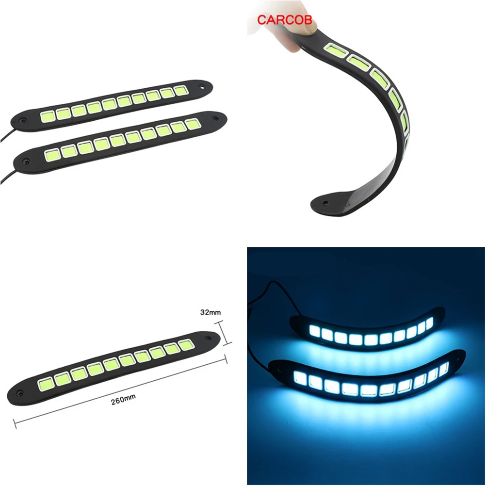

2PCS Daytime Running Lights Flexible LED Driving Light for Car Headlamp COB Vehicle DRL Long Life Waterproof Easy