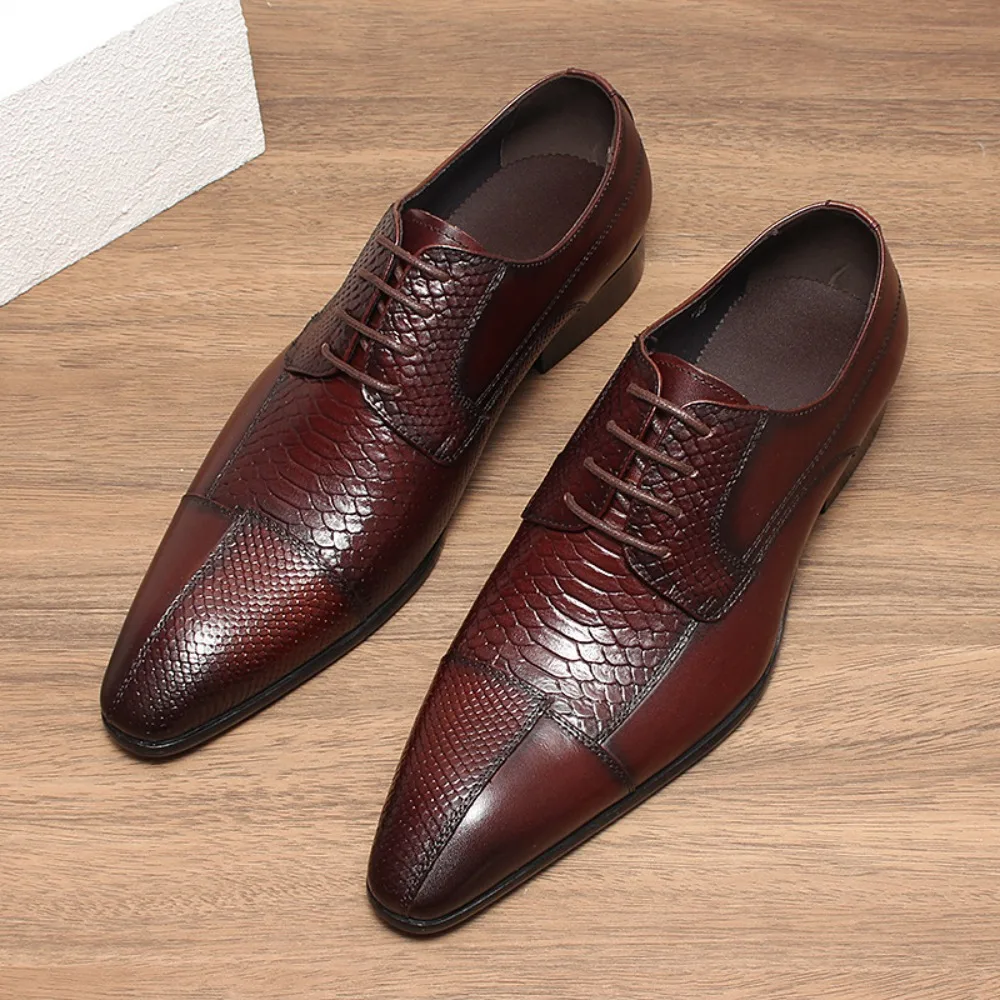 Classic Men Genuine Leather Dress Shoes Ltalian Big Size 37-45 Men Lace-up Oxfords Shoes Loafers Brand Man Business Casual Shoes