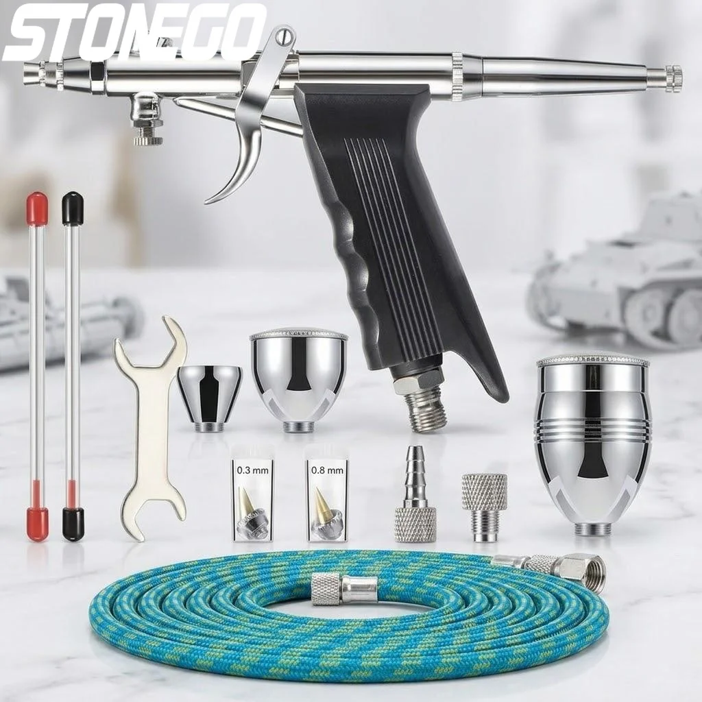 

Набор аэрографов двойного действия с иглами 0,3 мм, 0,5 мм, 0,8 мм, стаканчики для краски 2 мл, 5 мл, 13 мл, инструменты для нейл-арта, декора тортов, татуировок