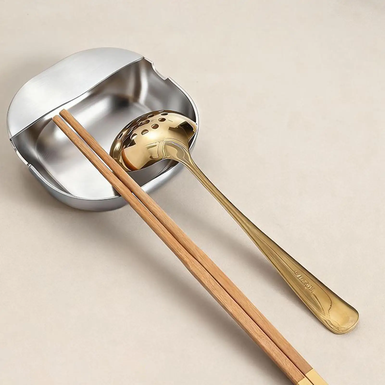 

Подставка для ложки для кухонной стойки, устойчивое основание из нержавеющей стали, держатель для кухонной ложки, подставка для полов для закусок, фруктов, соуса, супа, пекаря