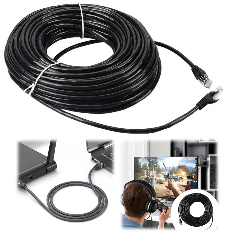 Cat6 External Ethernet Cable Heavy Duty Network Patch Cable Double Jackets Internet Cord for in Wall Direct Burial Router