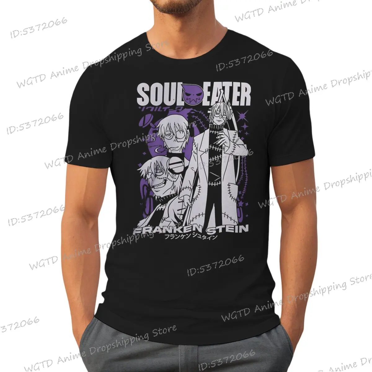 Soul Eater Japanese Manga T-shirt Anime Print Men Women Tops Death The Kid Soul Eater Franken Stein Comic Shirt Fashion Tshirt