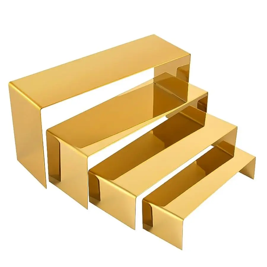 

Pcs Gold Stainless Steel Display Risers, Display Stand for Cupcake Dessert Perfume Purse Handbag Shoe Jewelry and Funko Pop