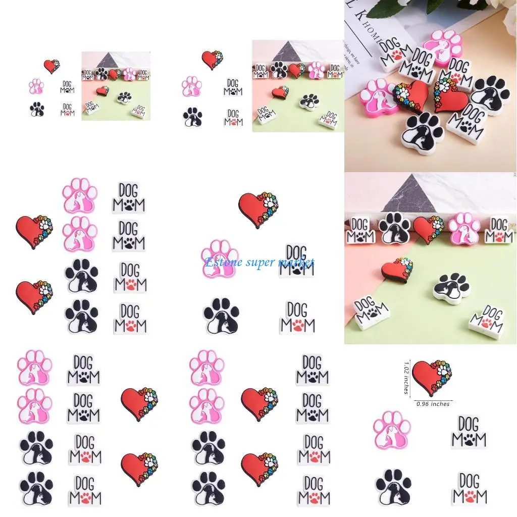 090B 10 Stück DIY-Armbänder, Schlüsselanhänger, Basteln, Hundepfoten, Silikonperlen, personalisierter Schmuck