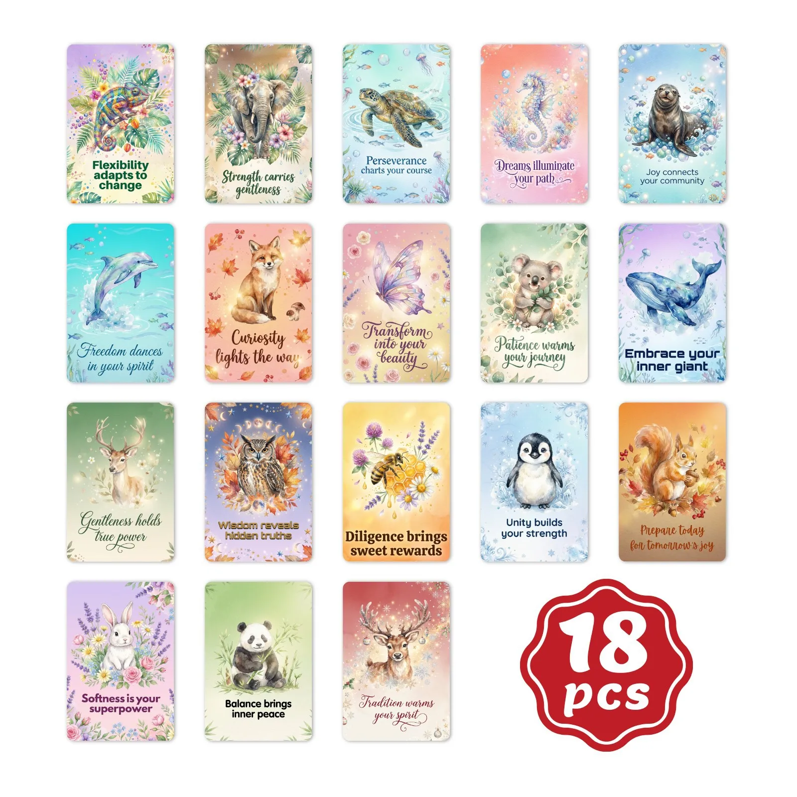 

Набор из 18 популярных карточек с вдохновляющими цитатами о животных и английскими надписями, украшение для рабочего стола, для дома и в подарок