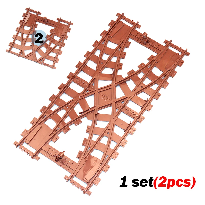 새로운 도시 기차 유연한 트랙 부드러운 직선 곡선 레일 트랙 변경 갈색 스위치 빌딩 블록 철도 MOC 어린이 장난감