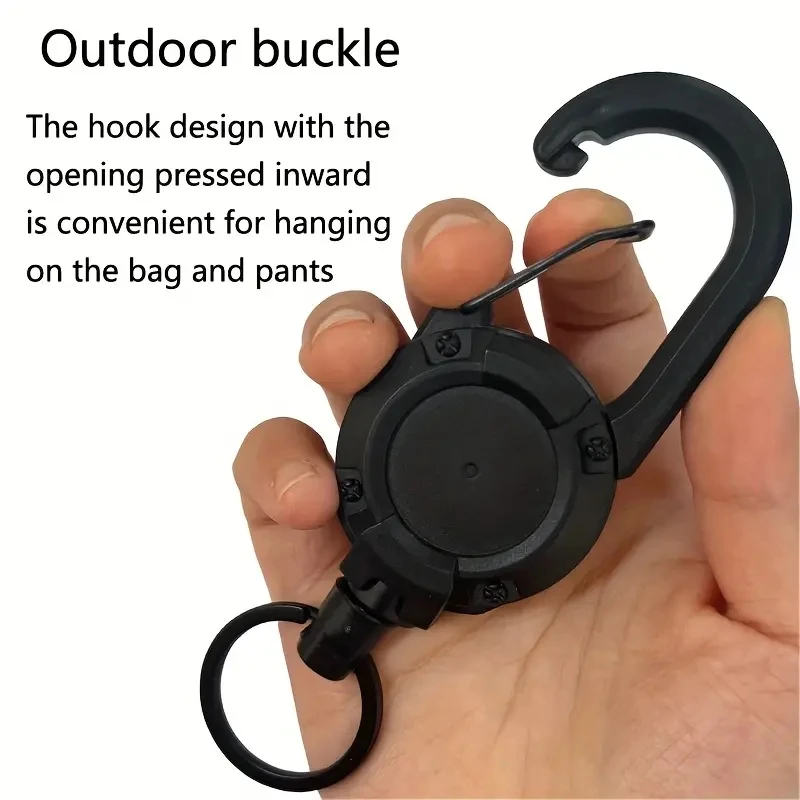 Heavy Duty Retractable Pull Reel Carabiner Key Chains Strong Steel Wire Rope Buckle Spring Key Ring Outdoor Sporty Keychain Tool