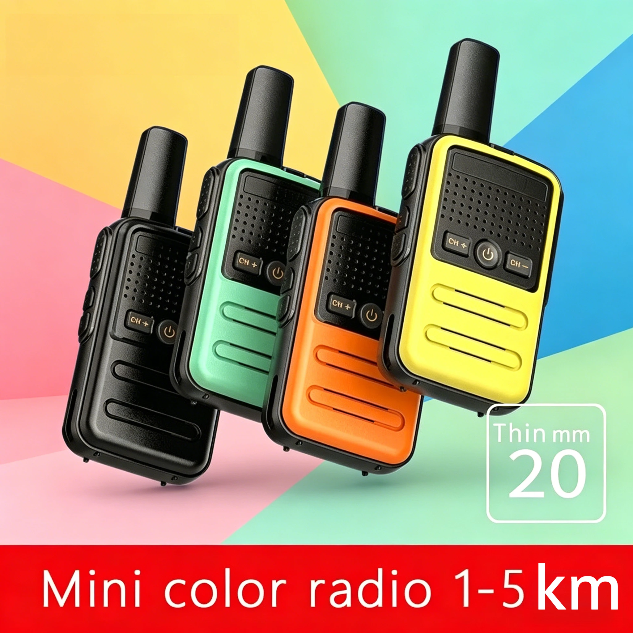 16 Channel UHF Two Way Radio Rechargeable Ultra Thin Compact Walkie Talkie for Catering Security Warehouse Outdoor Hiking