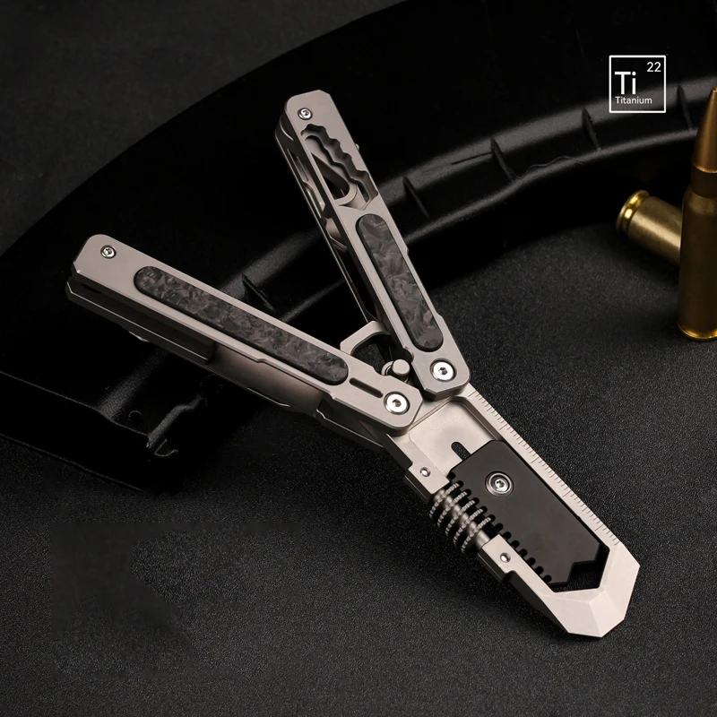 

7 in 1 Outdoor Portable EDC Titanium Alloy Multifunctional Folding Wrench Pry Bar Tool