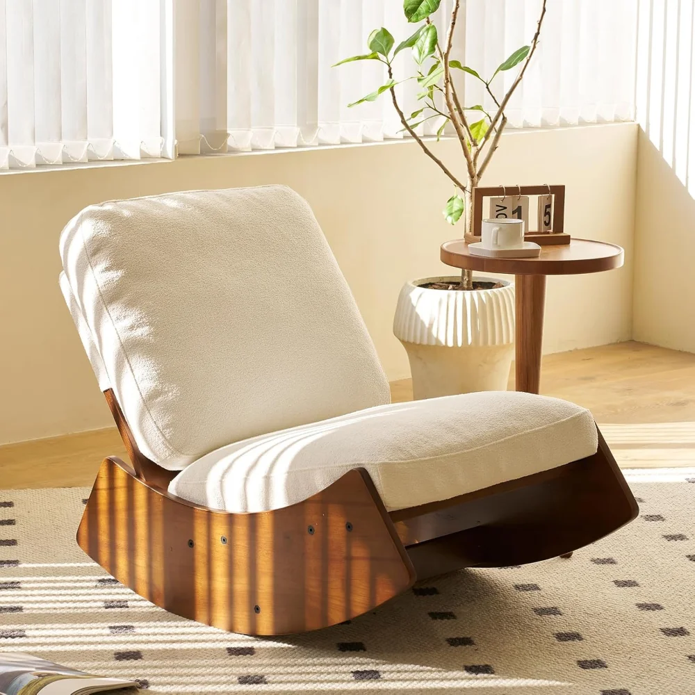 

Nursery Rocking Chair Tall Back Boucle Glider Rocker Rocking Accent Chair Comfy Single Sofa Side Chair for Living Room