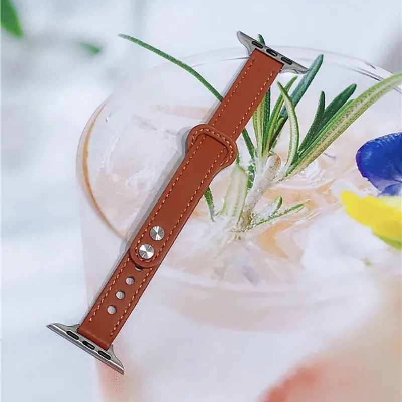 Bracciale ragazza in vera pelle per cinturino Apple Watch 41mm 45mm cinturino iWatch sottile per Correa Loop S9/8/7 SE 6/5/4 40/44mm 42MM 38MM