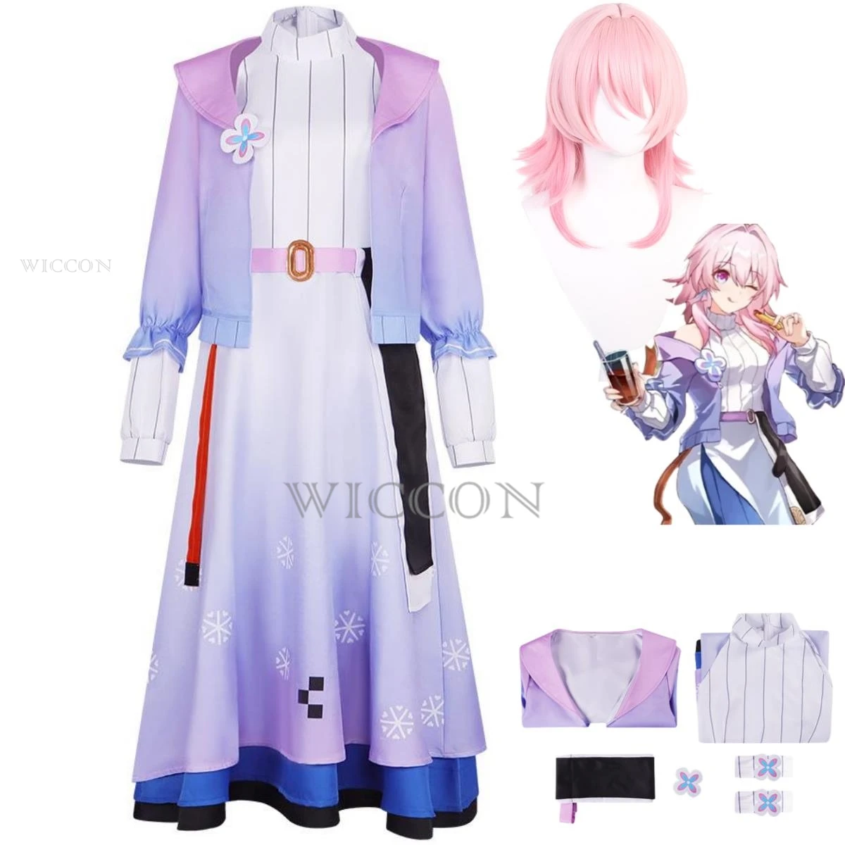 

Anime Game Honkai: Star & Rail March 7th Cosplay Costume Danheng Astral Express Wig Daily Dress Women Sexy Carnival Suit