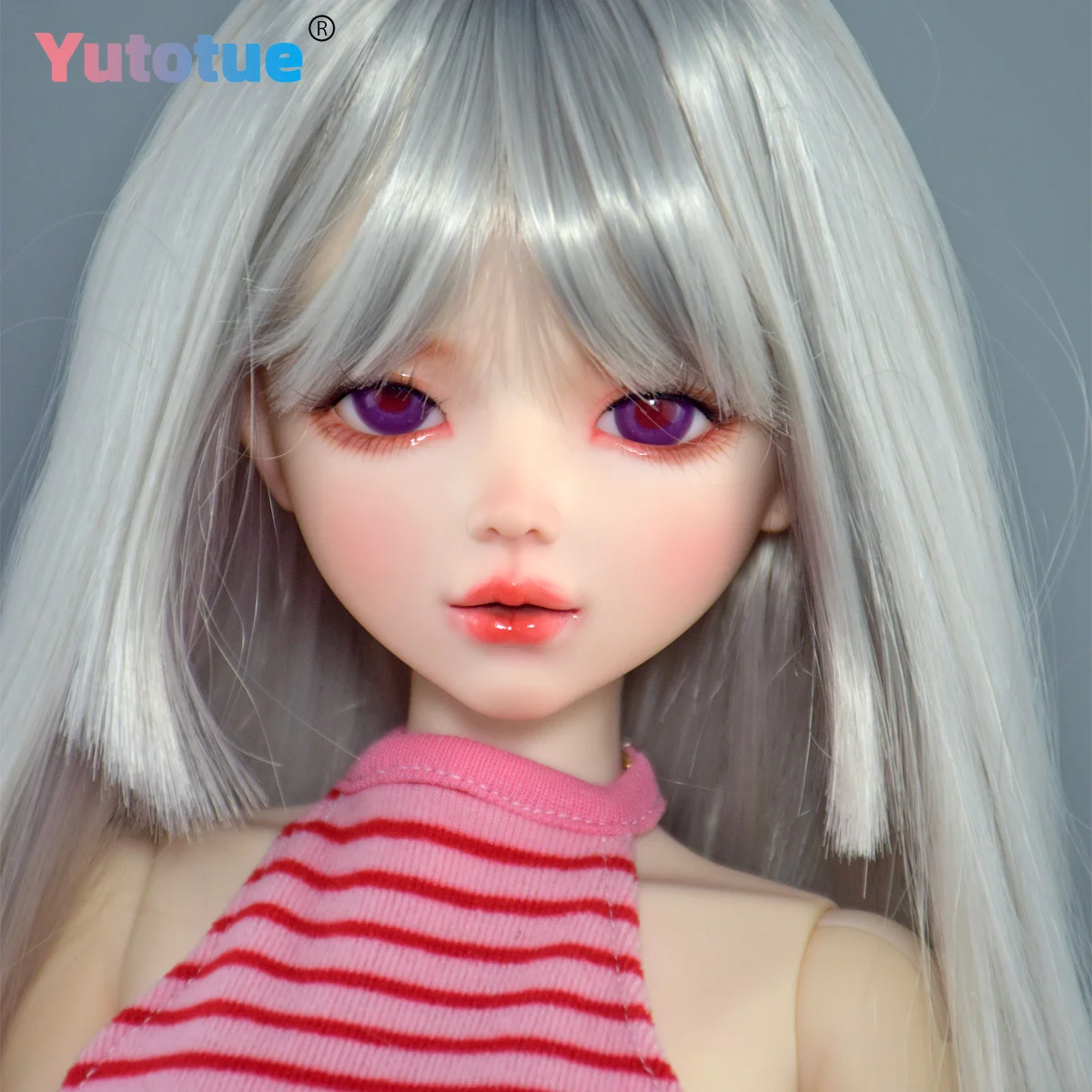 YUTOTUE 22 inch/56 cm Pretty Girl Doll w/ Removable Dress Silver Wig Makeup Lifelike 1/3 BJD Doll Toy