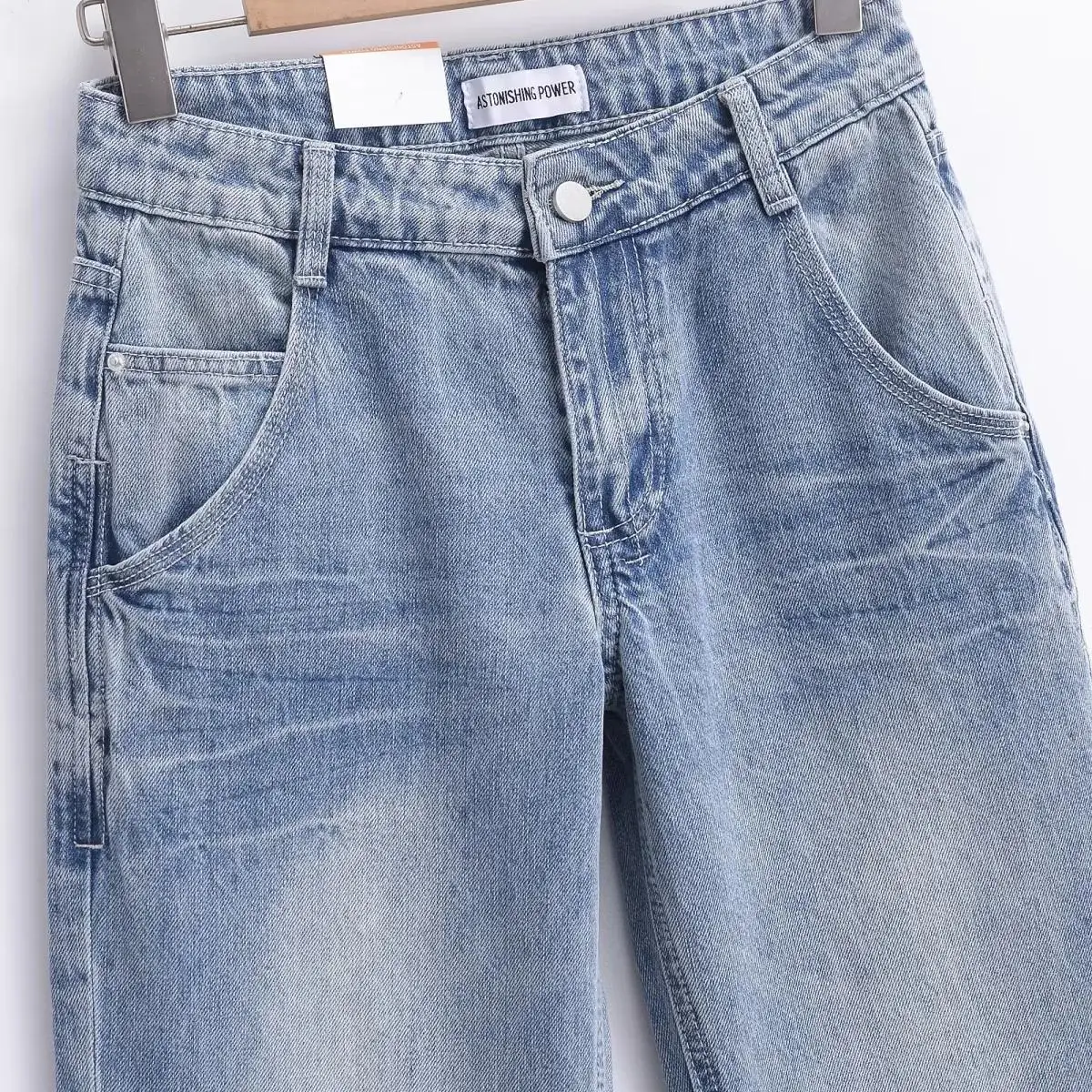 American Retro Hot Girl Casual Drapey Straight Low Waist Loose Wide Leg Jeans Micro Flared Long Pants Women's Autumn Zipper