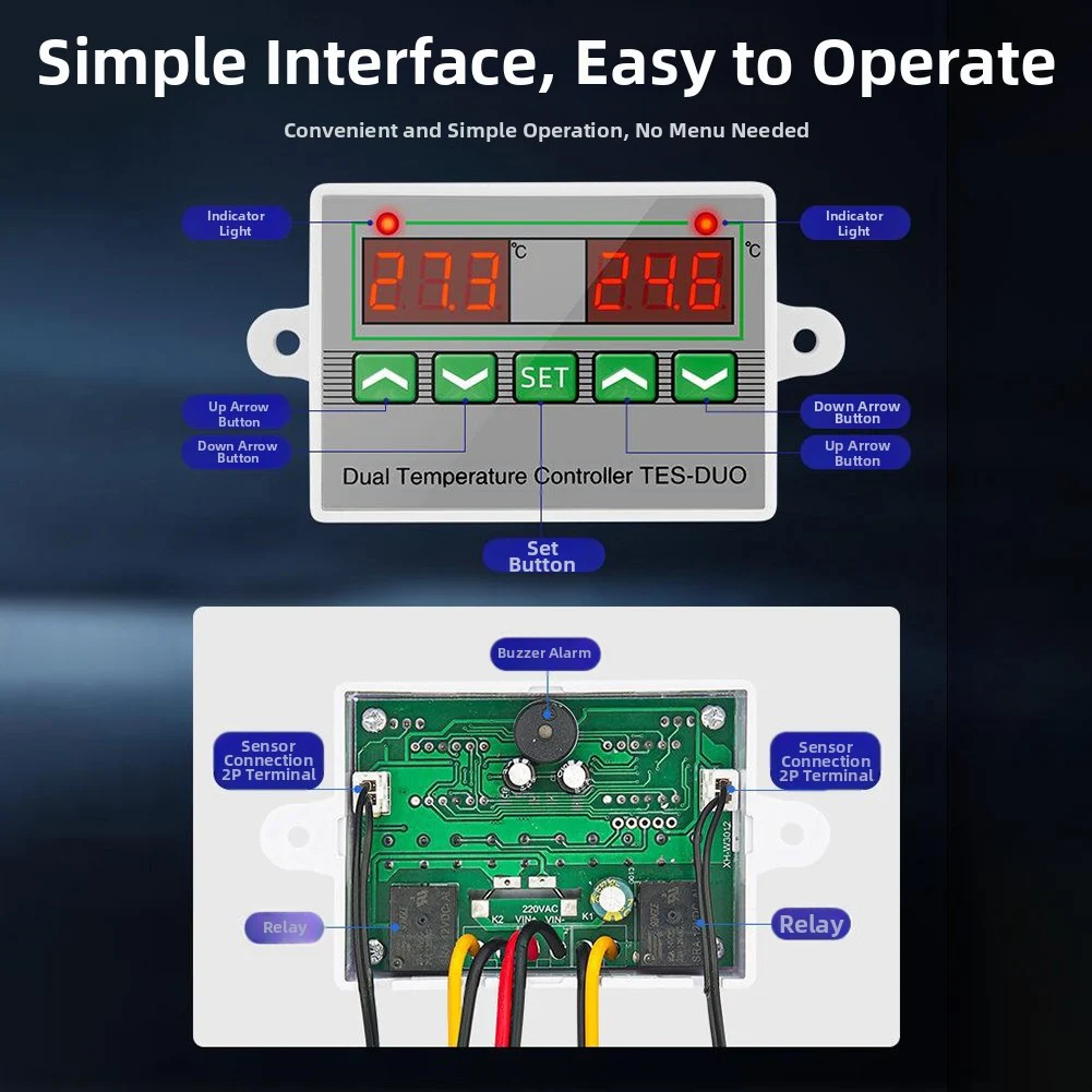 Termostato eletrônico inteligente digital 220V Controlador de temperatura duplo ZFX-ST3012 Interruptor de controle do termostato