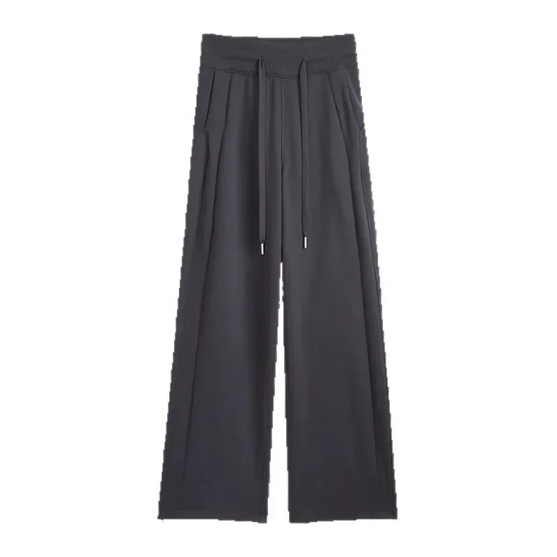 

2025 New Arrival Women's Wide-Leg Pants in Dark Grey, Loose Fit Straight Leg Casual Jogger for Spring/Autumn