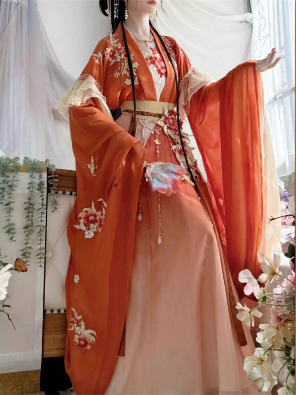 Saia vermelha oringe com rosto de cavalo, saia hanfu fofa para meninas, fantasia estilo chinês, vestido mamianqun ming, roupa diária tradicional antiga