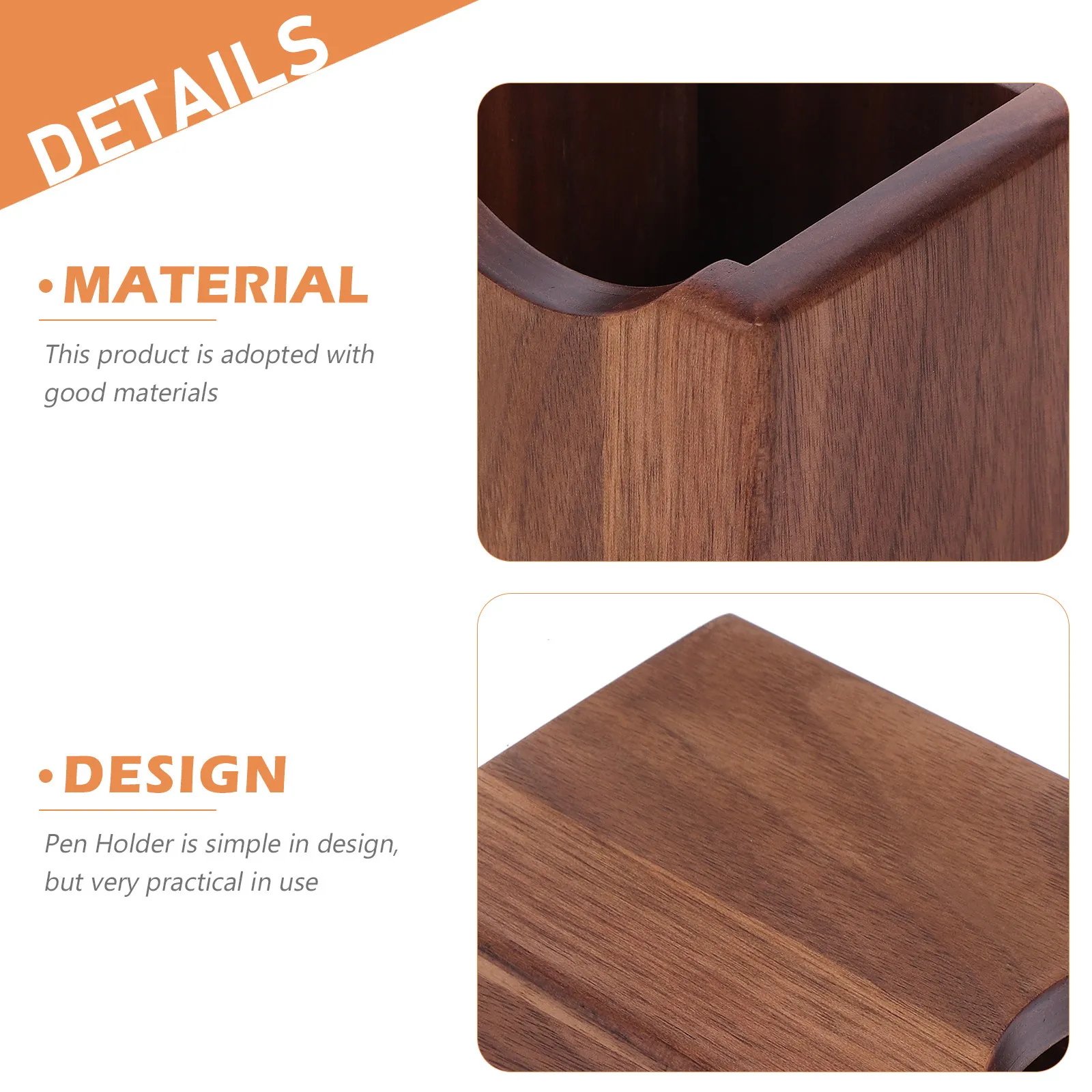 Wood Pencil Holder Desk Pen Organizer Compact Stationery Storage for Home Office Dorm Study Tabletop