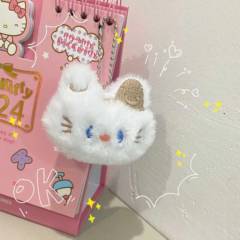 Cute Plush Kitten Key Chain Cartoon Cat Doll Pendant Couple Key Ring Backpack Charms Car Bag Decor Christmas Gift