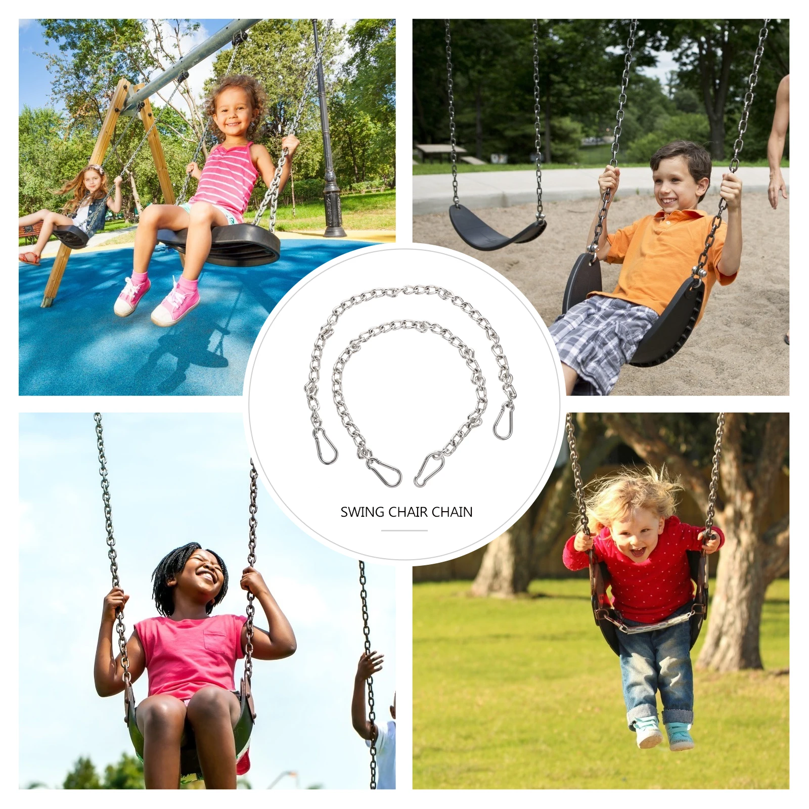 

2pcs Load Bearing Chain Iron Rope Hammock Hanging Straps 304 Stainless Steel Durable Outdoor Swing Hangers Extension Kit For