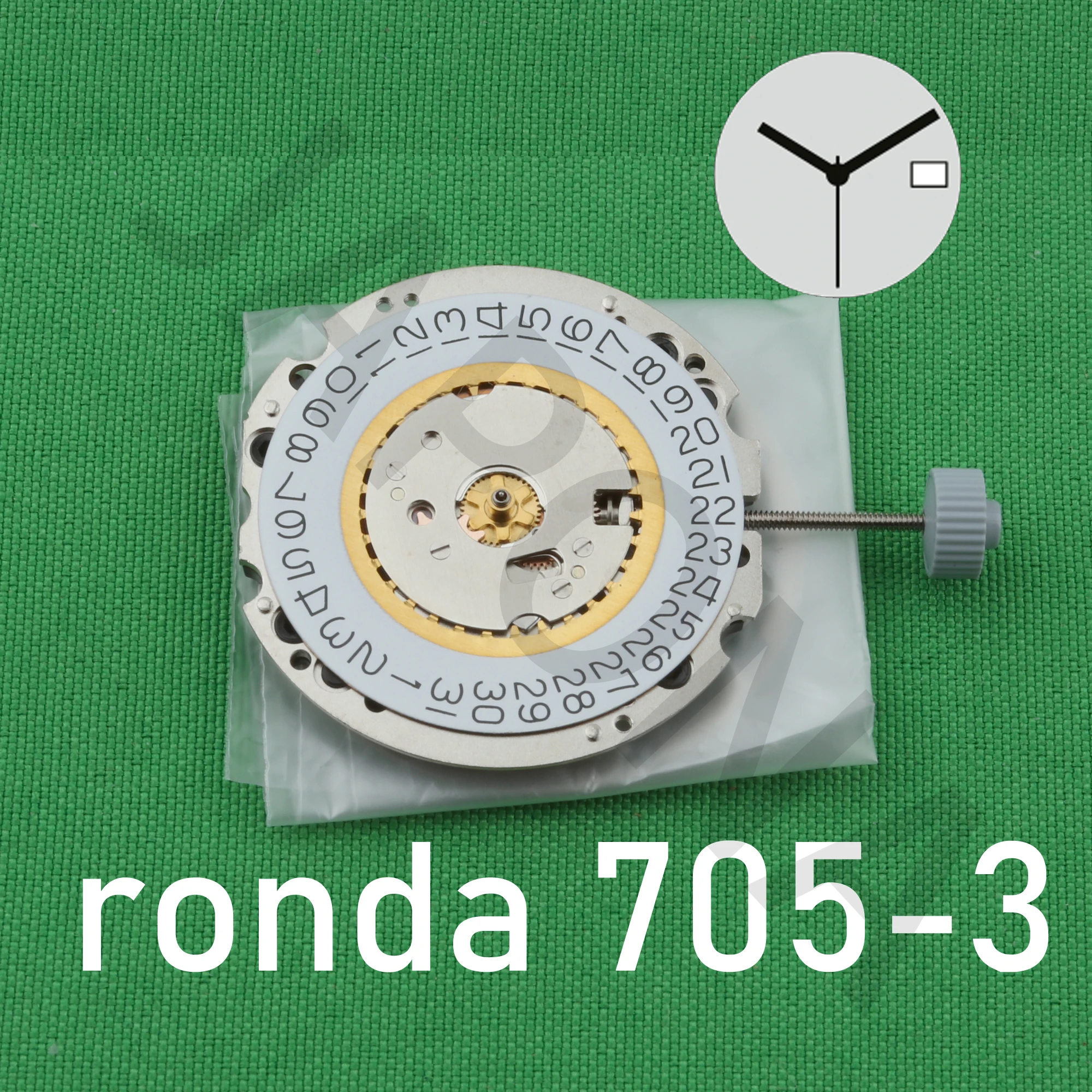 Ronda-Movimento Suíço, 705-3, Data em 3, normtech 705, 2.5mm, 10 ", 23.30mm, 3 ponteiros