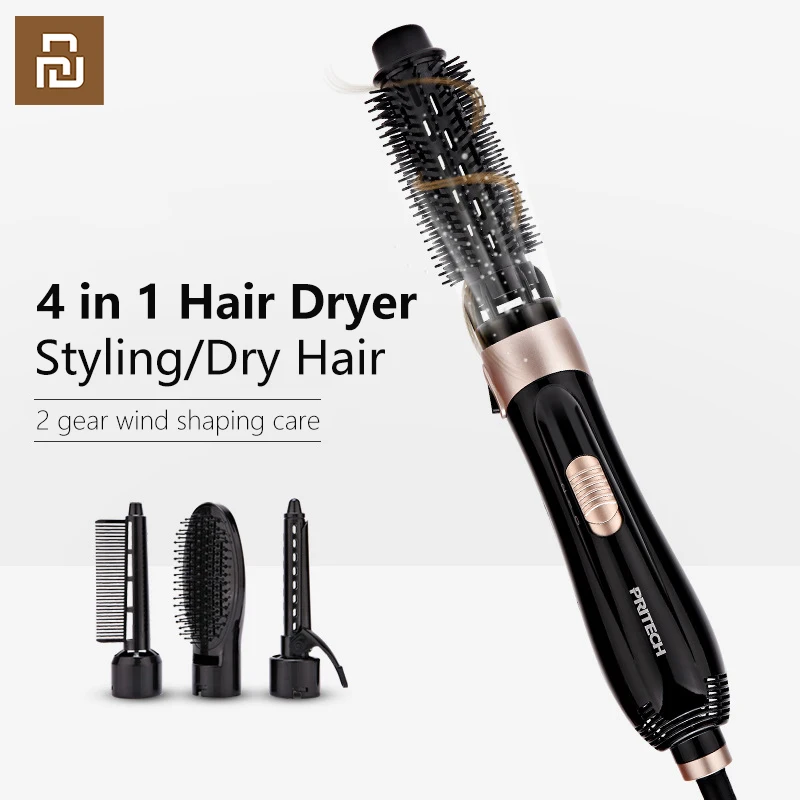 Youpin Pritech 4 In 1 Hair Dryer Brush Professional Dryer Straightening Brush Electric Hair Styling Tool Automatic Hair Curler