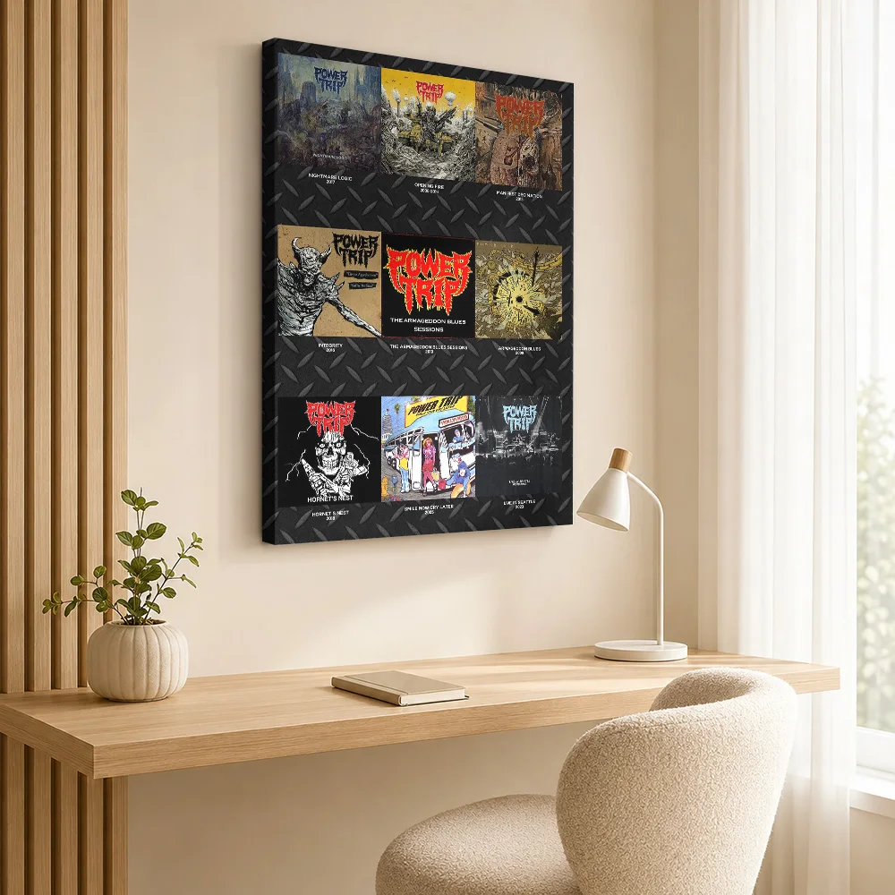 Power Trip Album Collage Canvas Print Personalized Photo Multi Panel Composition Wall Art For Rehearsal Room, Music Lover Gift