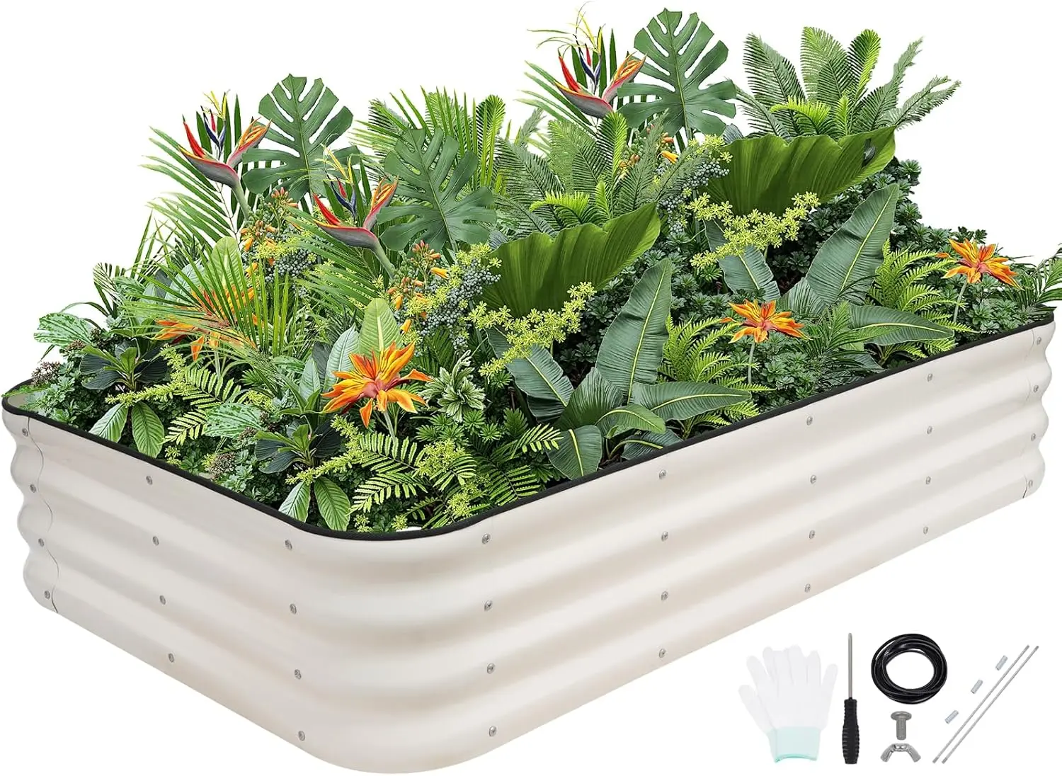 

12" tall 5x3x1ft 4x4x1ft 6x2x1ft 7x1x1ft Galvanized Metal Raised Garden Bed Planter Box for Plants, Vegetables, Flowers