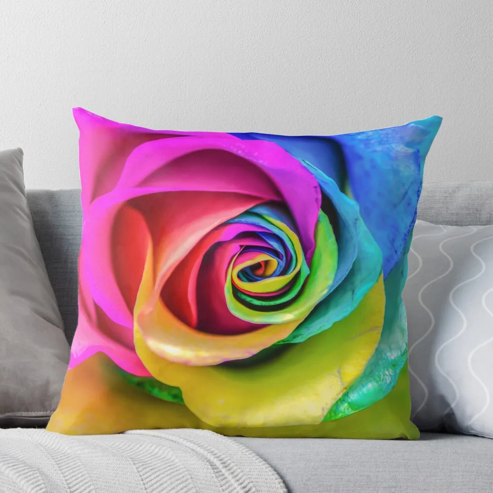 

Rainbow Rose Throw Pillow Luxury Cushion Cover Cushions Cover