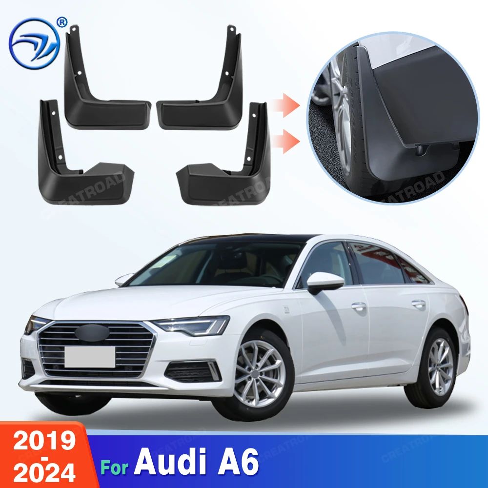 Custom Fit 4PCS Mud Flaps for Audi A6 Saloon 2019 2020 2021 2022 2023 2024 No Drilling Splash Guards Car Fender Accessories