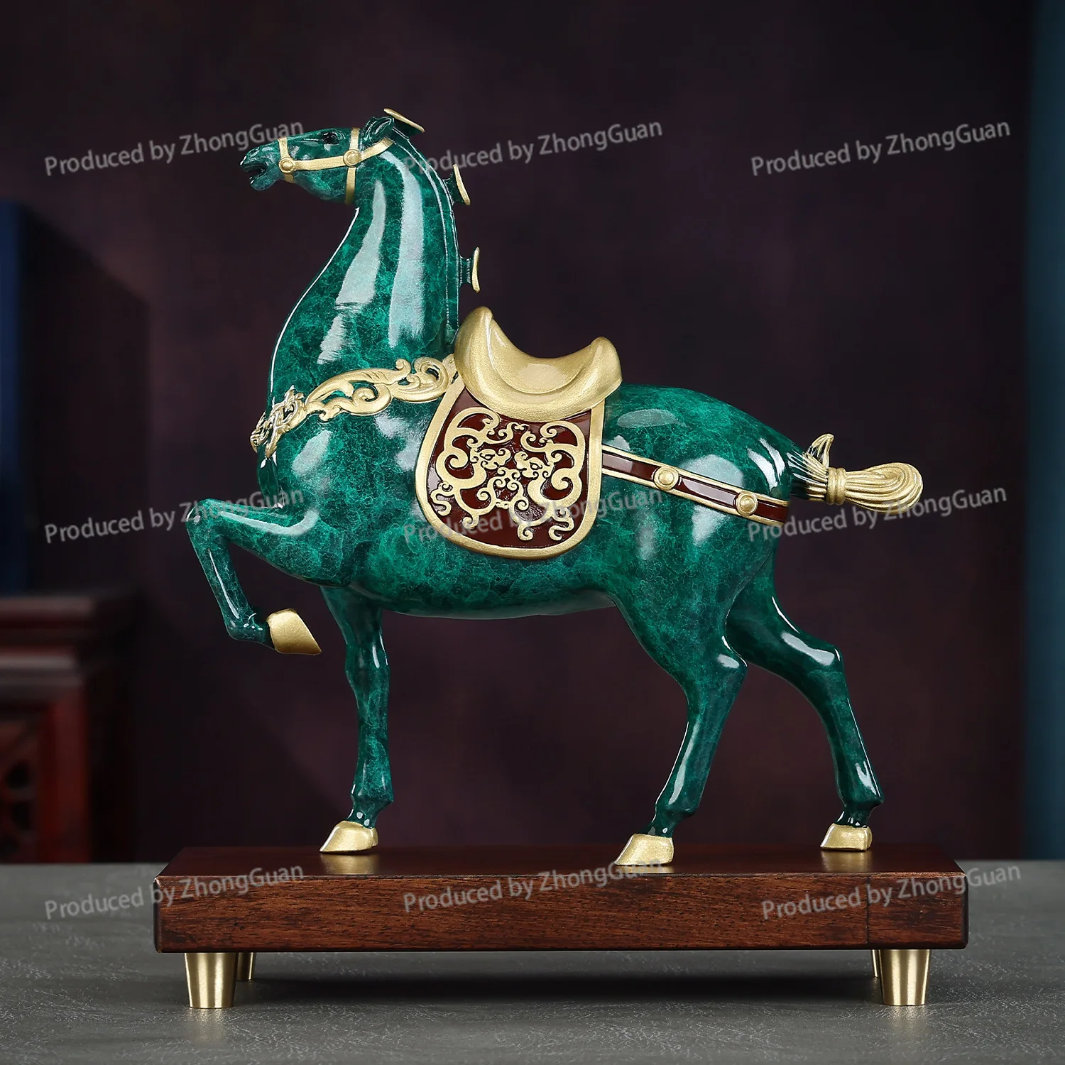 Brass Casting Green Glaze Copper Horse Ornament Home Office Opening Gift Is A Success