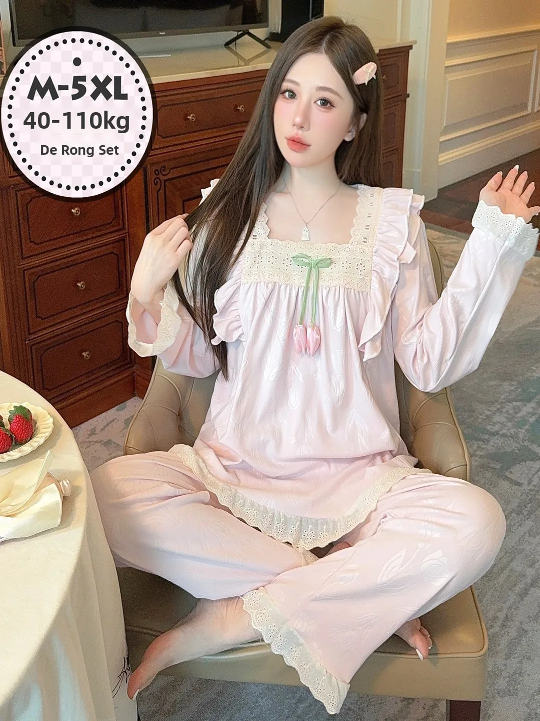 Women's Sleepwear Long Sleeve Thickened Coral Fleece Home Clothes Set Autumn Winter Warm Fluffy Soft Comfortable plus Size