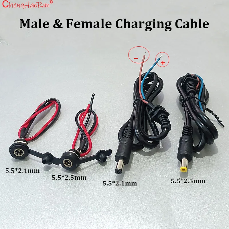 AliExpress ChengHaoRan 1PC Male & Female Socket - Output Cable DC5.5*2.1 5.5*2.5mm Charging Head 36V48 Round Head For Lithium Battery Electric Bicycle