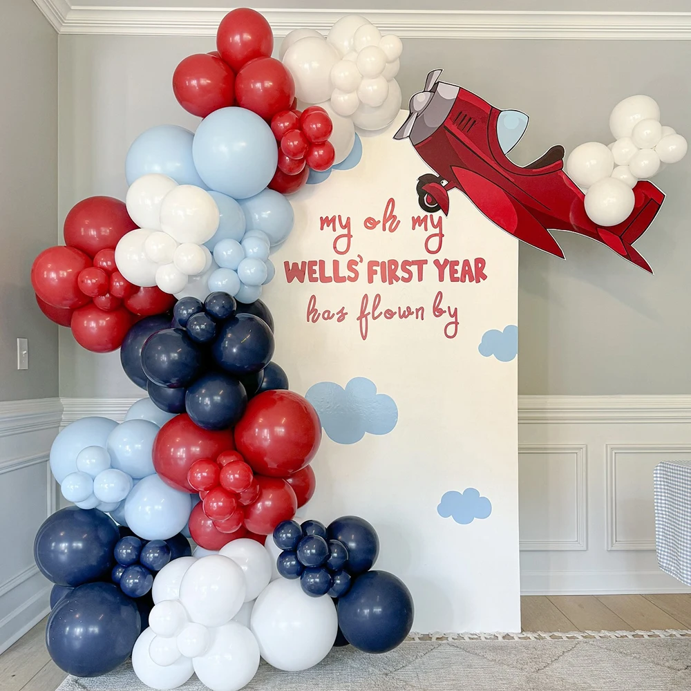 Flugzeug Ballon Girlande Marineblau Rot Weiß Luftballons Flugzeug Mylar Ballon Zeit Fliegen Thema Geburtstag Baby Shower Party Decorat