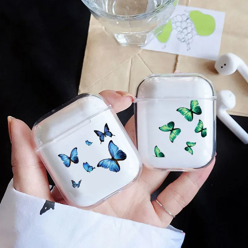 

Cute Colorful Blue Butterfly Earphone Case for Airpods 4th 3rd 2 Pro Covers for Airpod 2 3 1 Protective Accessorie Shell Fundas