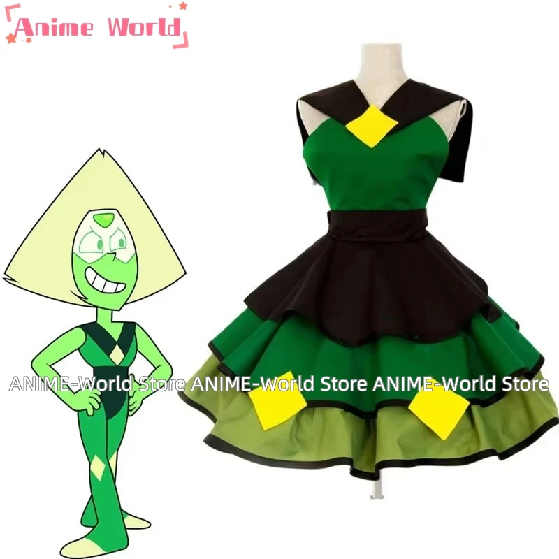 

《Custom Size》Anime Steven Universe Cosplay Costume Peridot Lolita Kimono Dress Full Sets Custom Made Female Girls Halloween